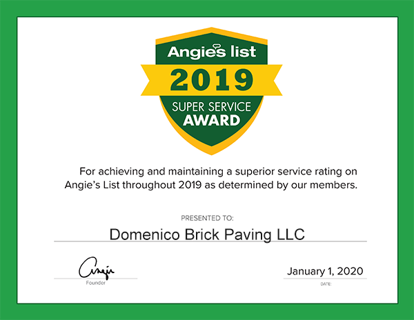 Angies List 2019 Super Service Award Certificate