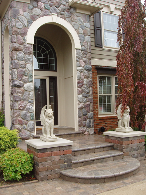 Capped Porch, Paver Step, and Walkway in Waterford Michigan