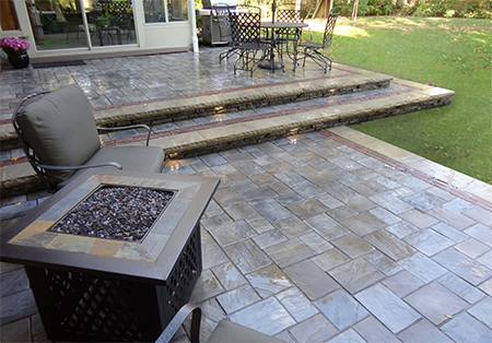 Patio using Unilock Rivercrest Walls