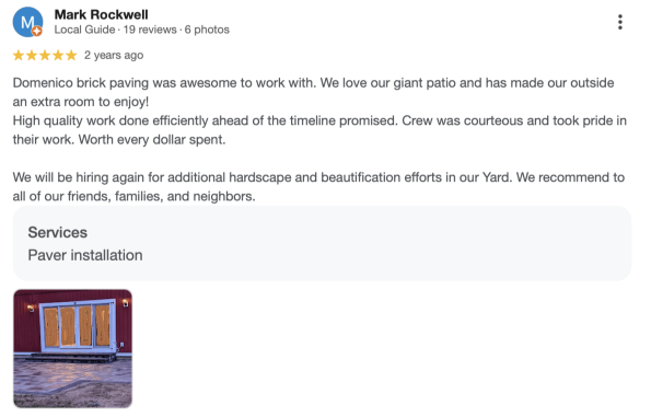 mark b google review 2 years ago patio picture